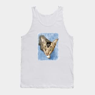 Cute adorable cat portrait watercolor painting Tank Top